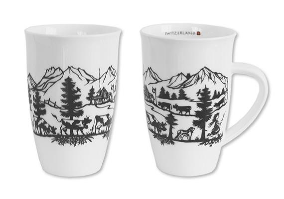 Tasse mit Scherenschnitt Familie 12.5cm