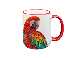 Tasse Papagei, rot, 330ml