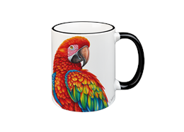 Tasse Papagei, schwarz, 330ml