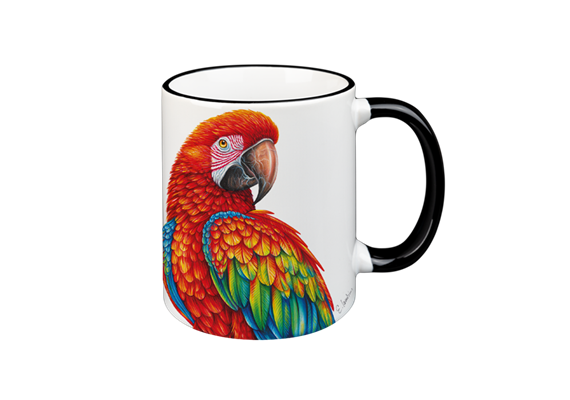 Tasse Papagei, schwarz, 330ml