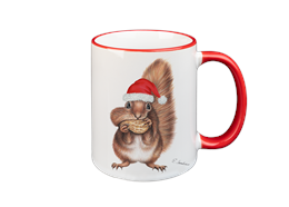 Tasse Weichnachtseichhörnchen, rot, 330ml