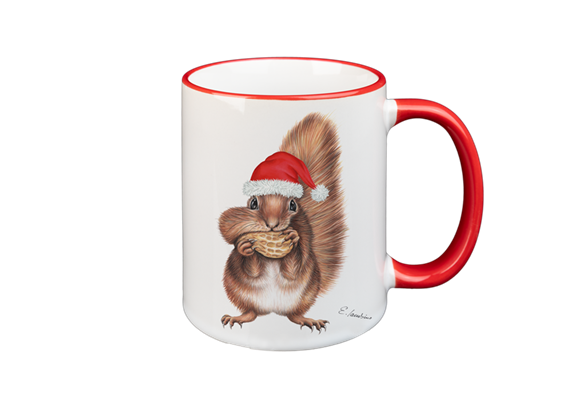 Tasse Weihnachtseichhörnchen, rot, 330ml