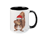 Tasse Weihnachtseichhörnchen, schwarz innen, 330ml