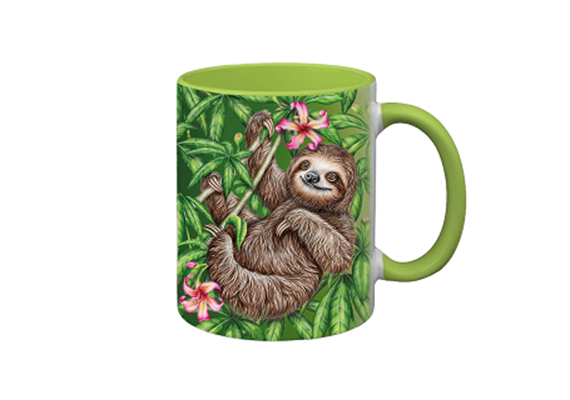 Tasse Wild Faultier, hellgrün innen, 330ml