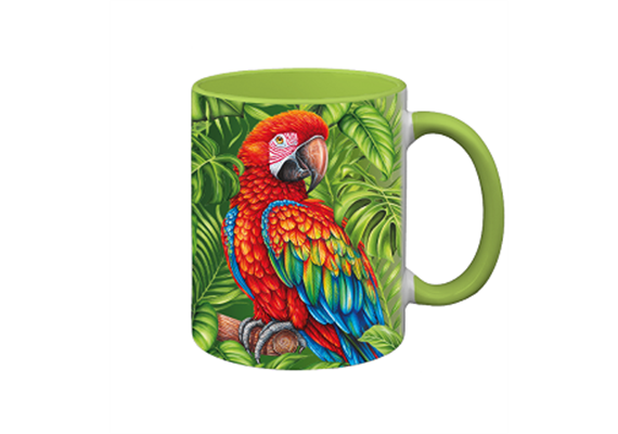 Tasse Wild Papagei, hellgrün innen, 330ml