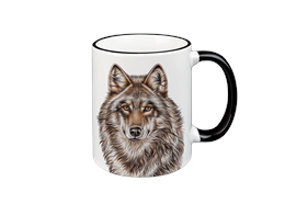 Tasse Wolf, schwarz, 330ml