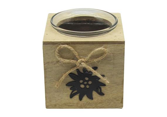 Teelicht aus Holz mit Edelweiss