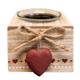 Teelicht aus Holz mit Herz rot