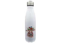 Thermoflasche Edelstahl Blumenkuh, weiss 500ml