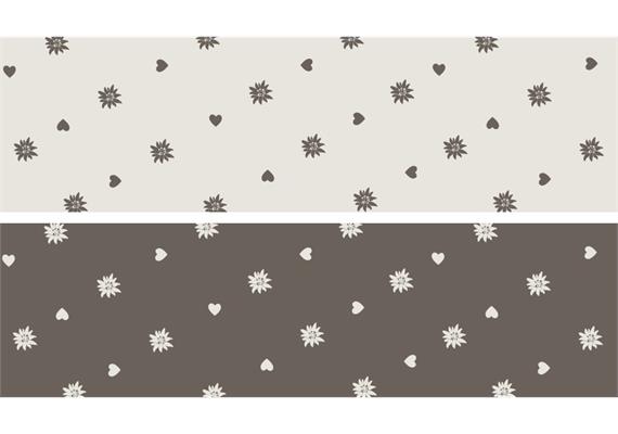 Thermokissen mit Kirschkern gefüllt, Edelweiss, Herzen, weiss grau, 45 x 12 cm