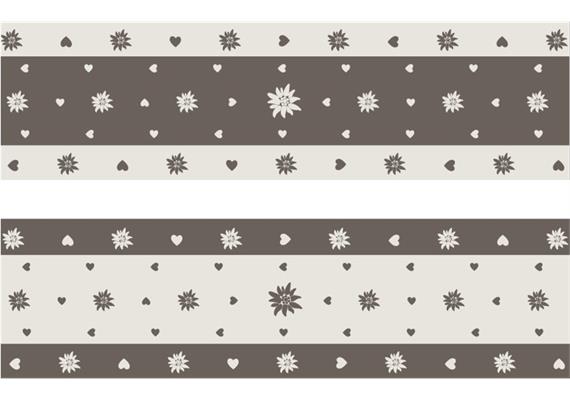 Thermokissen mit Kirschkern gefüllt, Stoff weiss grau gestreift mit Edelweiss , 45 x 12 cm
