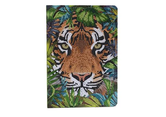 Tiger im Wald, Crystal Art Notizbuch 18x26cm