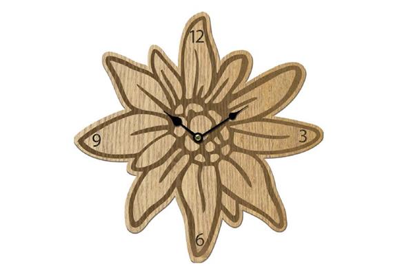 Uhr Edelweiss aus Holz 34 cm