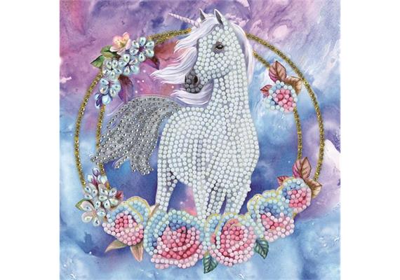 Unicorn Garland, 18x18cm Crystal Art Card