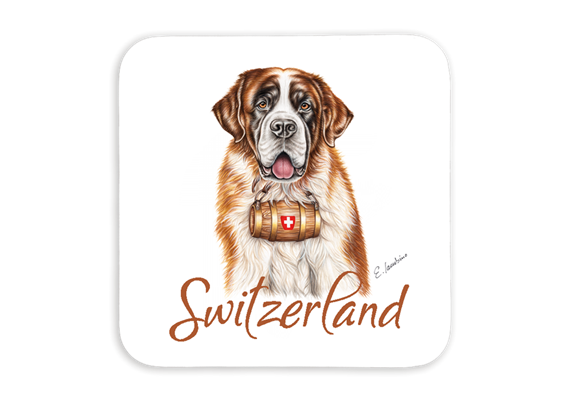 Untersetzer Bernhardiner, 9x9cm - Switzerland