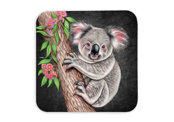 Untersetzer Black Edition, Koala, 9x9cm