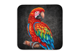 Untersetzer Black Edition, Papagei, 9x9cm