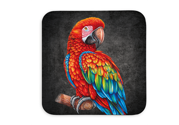 Untersetzer Black Edition, Papagei, 9x9cm