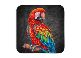 Untersetzer Black Edition, Papagei, 9x9cm