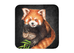 Untersetzer Black Edition, Roter Panda, 9x9cm