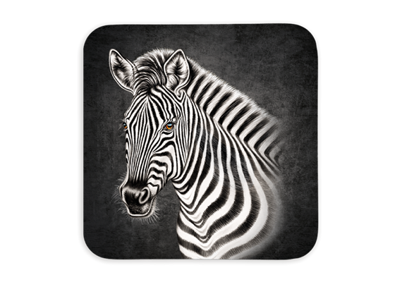 Untersetzer Black Edition, Zebra, 9x9cm
