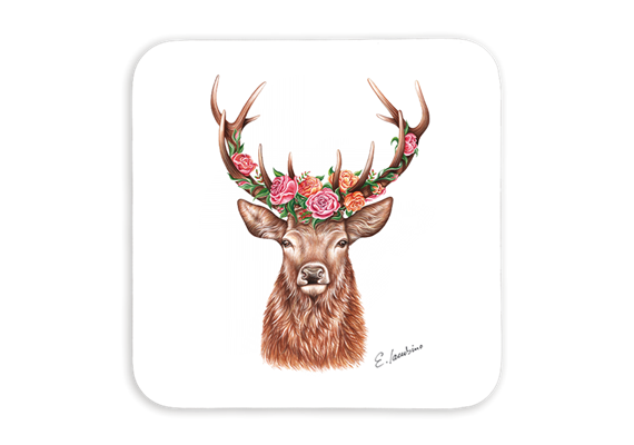 Untersetzer Blumenhirsch, 10 x10cm
