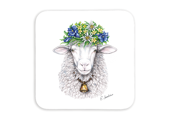 Untersetzer Blumenschaf, 9 x 9cm