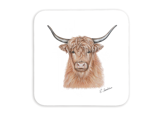 Untersetzer Hochlandrind, 9 x 9cm