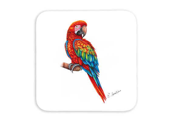 Untersetzer Papagei, 9x9cm
