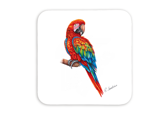 Untersetzer Papagei, 9x9cm