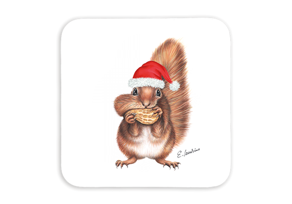 Untersetzer Weihnachtseichhörnchen 9 x9cm