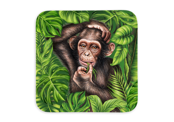 Untersetzer Wild Affe, 9x9cm