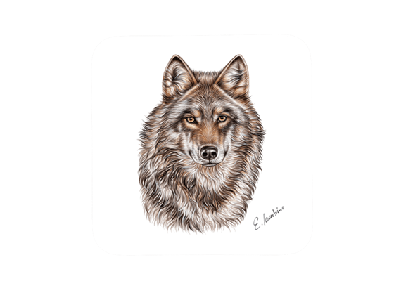 Untersetzer Wolf, 9 x 9cm