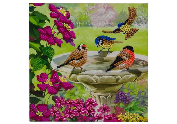 Vögel am Brunnen, Karte 18x18cm Crystal Art