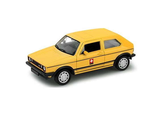 VW Golf 1 Die Post, mit Rückzugfunktion, aus Spritzguss, Türen zum Öffnen, in Sichtbox
