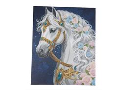 Weisses Pferd, Crystal Art Kit 40x50cm