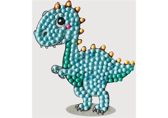 Adorable dinosaure, autocollant 9x9cm Crystal Art Motif