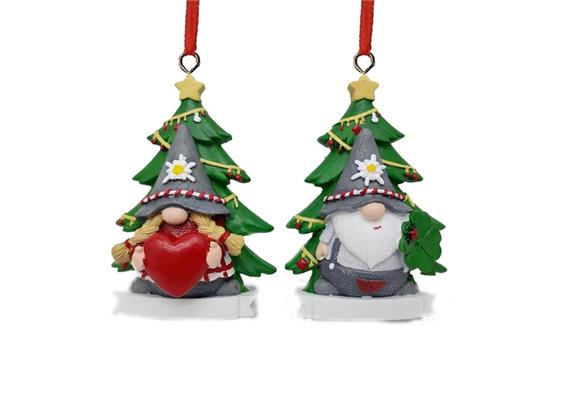 Aufhänger Gnome mit Herz Tannenbaum, 2 assortiert