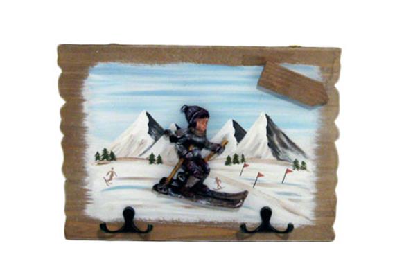 Bild aus Holz Ski fahrer mit Hacken, 28x20 cm