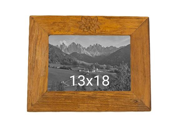 Bilderrahmen Holz mit Edelweiss, 18 x 13 cm