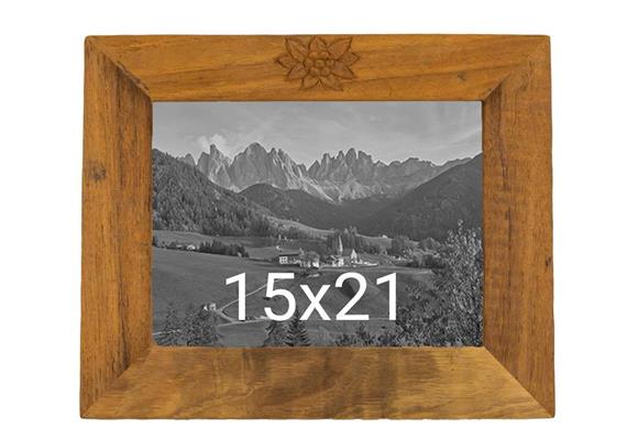 Bilderrahmen Holz mit Edelweiss, 27 x 21 cm
