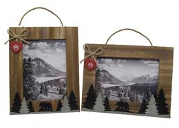 Bilderrahmen Holz mit Tannen und Bär, 24 x 19 cm, 2 assortiert