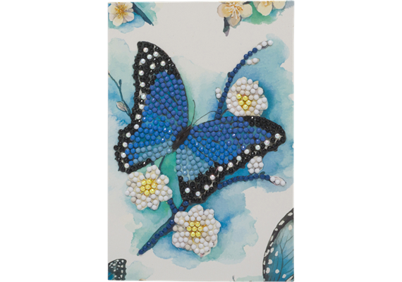 Blauer Schmetterling, Karte 10x15cm Crystal Art
