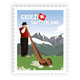 Briefmarkensticker Alphornbläser - Grüezi Switzerland