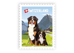 Briefmarkensticker Berner Sennenhund - Switzerland