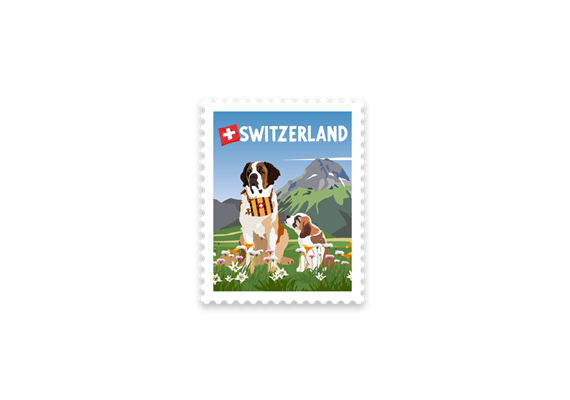Briefmarkensticker Bernhardiner - Switzerland