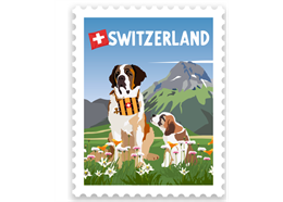 Briefmarkensticker Bernhardiner - Switzerland