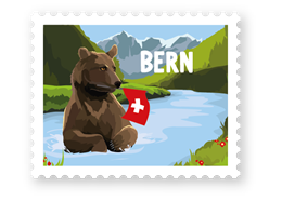 Briefmarkensticker Braunbär Bern