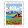 Briefmarkensticker Davos Berglandschaft mit Zug