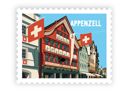 Briefmarkensticker Hauptgasse Appenzell